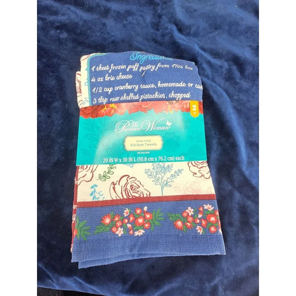 Pioneer Woman Wishful Winter Kitchen‎ Towels 1 Set Cookie Recipe New